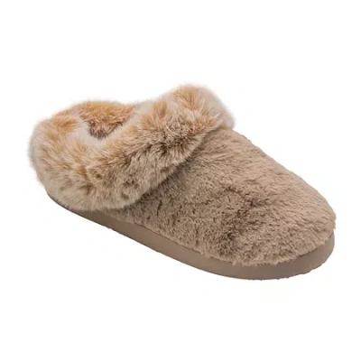 Cuddl Duds Faux Fur Womens Clog Slippers In Brown