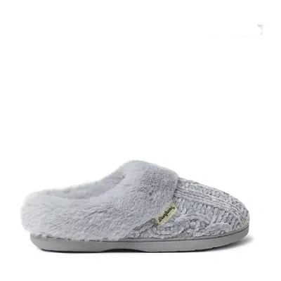 Dearfoams Claire Cable Knit Chenille Womens Memory Foam Clog Slippers In Gray