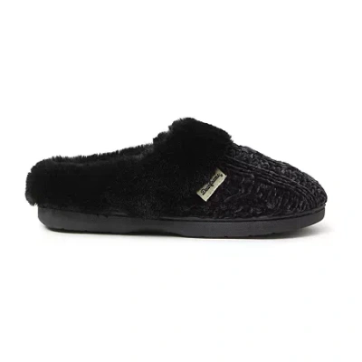 Dearfoams Claire Cable Knit Chenille Womens Memory Foam Clog Slippers In Black
