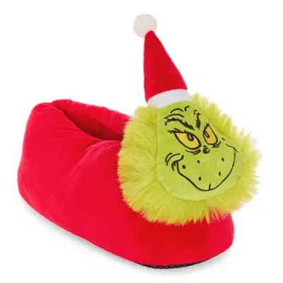 Dr. Seuss Womens Grinch Slip-on Slippers In Red