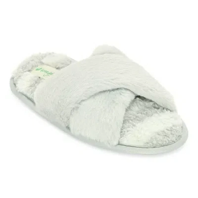Honeydew Mixed Media Crossband Womens Memory Foam Slip-on Slippers In White