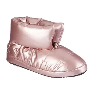 Isotoner Mikaela Nylon Puffer Womens Memory Foam Bootie Slippers In Pink