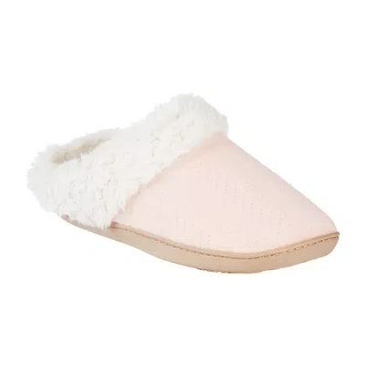 Isotoner Quilted Chevron Velour Hoodback Womens Memory Foam Clog Slippers In Pink