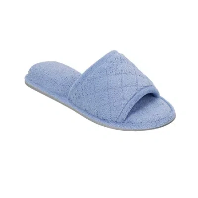 Dearfoams Beatrice Quilted Terry Womens Memory Foam Slip-on Slippers In Blue