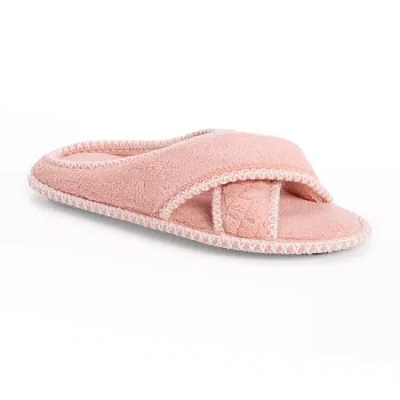 Muk Luks Ada Crossband Womens Memory Foam Slip-on Slippers In Pink