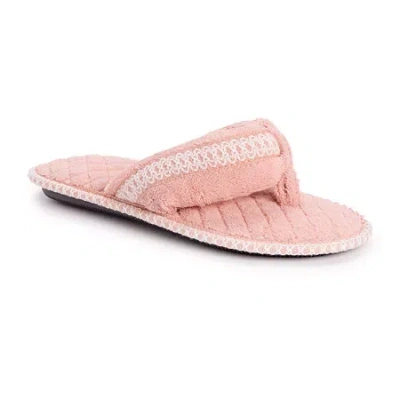 Muk Luks Darlene Thong Womens Memory Foam Slip-on Slippers In Pink