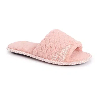Muk Luks Sally Open Toe Scuff Womens Memory Foam Slip-on Slippers In Pink