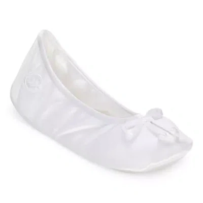 Isotoner Satin Womens Ballerina Slippers In White