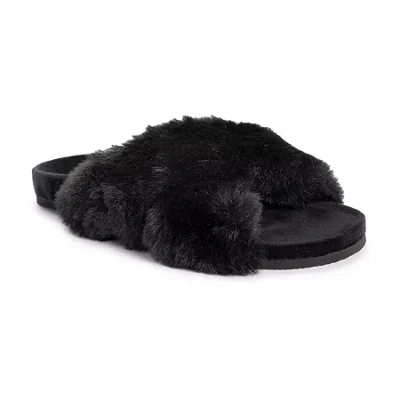 Muk Luks Womens Slip-on Slippers In Black