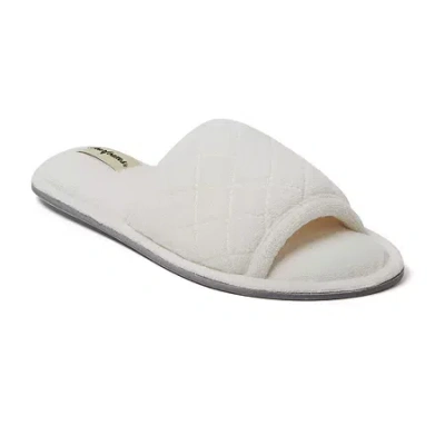 Dearfoams Beatrice Quilted Terry Womens Memory Foam Slip-on Slippers In White