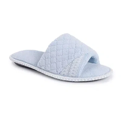 Muk Luks Sally Open Toe Scuff Womens Memory Foam Slip-on Slippers In Blue