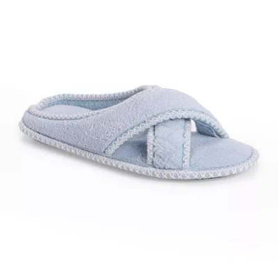 Muk Luks Ada Crossband Womens Memory Foam Slip-on Slippers In Blue