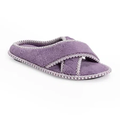 Muk Luks Ada Crossband Womens Memory Foam Slip-on Slippers In Purple