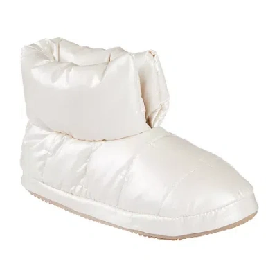 Isotoner Mikaela Nylon Puffer Womens Memory Foam Bootie Slippers In Red