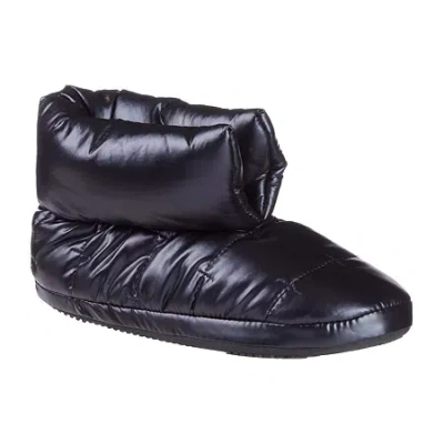 Isotoner Mikaela Nylon Puffer Womens Memory Foam Bootie Slippers In Black