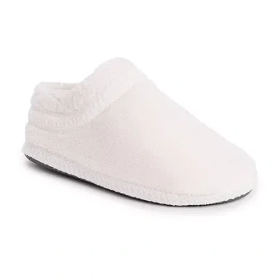 Muk Luks Rita Full Fit Washable Womens Memory Foam Slip-on Slippers In White