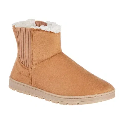 Isotoner Recycled Microsuede Wylder Womens Memory Foam Bootie Slippers In Brown