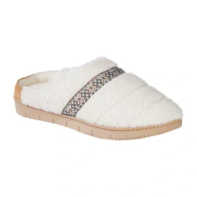 Isotoner Clara Recycled Berber Hoodback Womens Memory Foam Clog Slippers In White