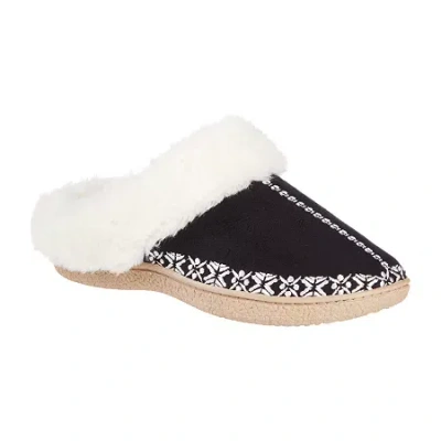Isotoner Clara Emroidered Microsuede Hoodback Womens Memory Foam Clog Slippers In Multi