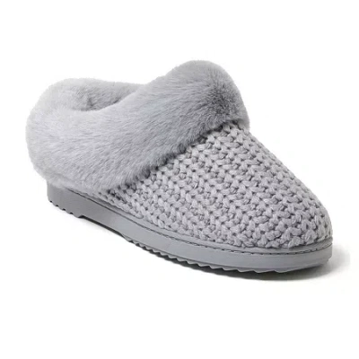 Dearfoams Hannah Festive Knit Womens Memory Foam Clog Slippers In Gray