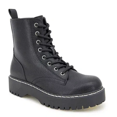 Unionbay Womens Hayden Flat Heel Combat Boots In Black