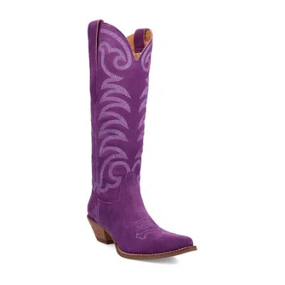 Dingo Womens Movin' On Leather Stacked Heel Cowboy Boots In Purple