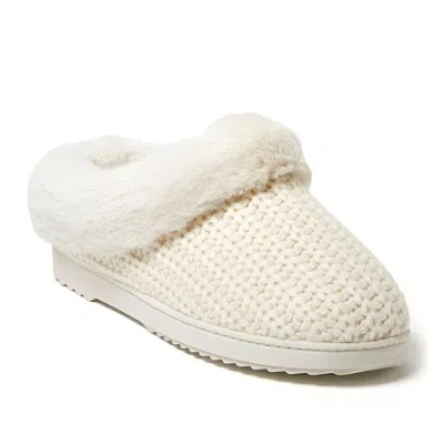 Dearfoams Hannah Festive Knit Womens Memory Foam Clog Slippers In White
