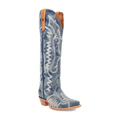 Dan Post Womens Denim Darlin' Stacked Heel Cowboy Boots In Multi