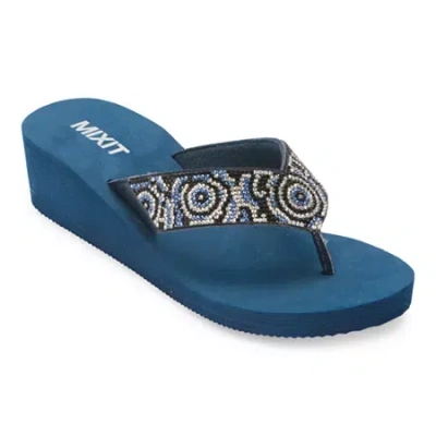 Mixit Womens Rose Wedge Sandals In Blue