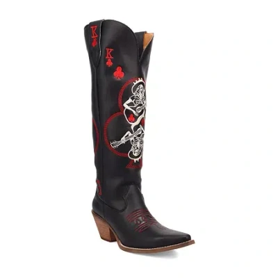 Dingo Womens King Of Clubs Stacked Heel Cowboy Boots In Black