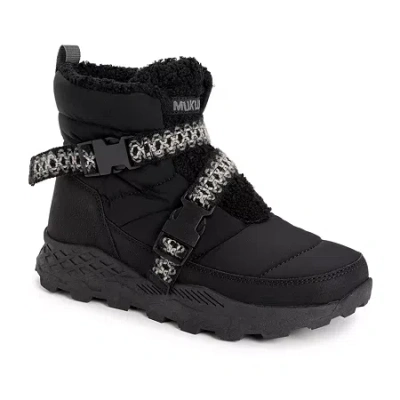 Muk Luks Womens Wren Water Resistant Flat Heel Winter Boots In Black
