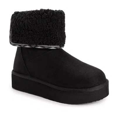 Muk Luks Womens Amelia Flat Heel Winter Boots In Black