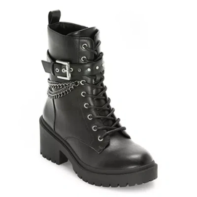 Pop Womens Aurorah Block Heel Booties In Black