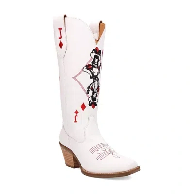 Dingo Womens Jack Of Diamonds Stacked Heel Cowboy Boots In White