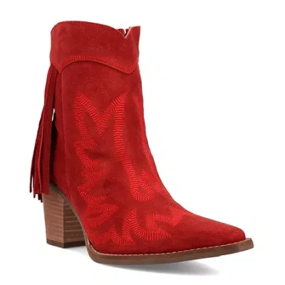 Dingo Womens Wild Sage Block Heel Cowboy Boots In Red