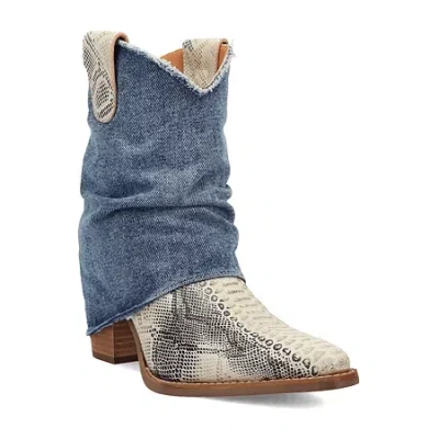 Dingo Womens Denim Dream Block Heel Cowboy Boots In Multi