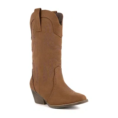 Sugar Womens Tammy Stacked Heel Cowboy Boots In Brown