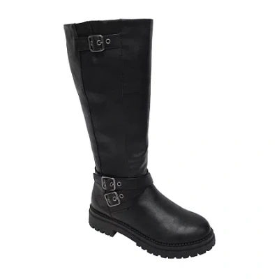 Pop Womens Baldwin Flat Heel Motorcycle Boots In Black