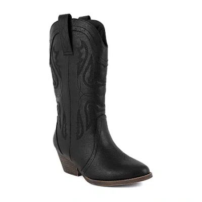Sugar Womens Tammy Stacked Heel Cowboy Boots In Black