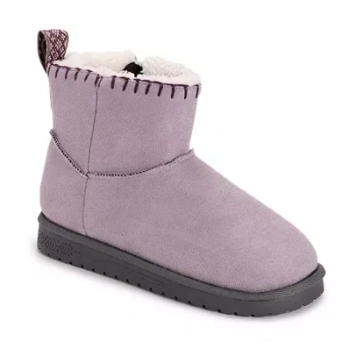 Muk Luks Womens Tatum Boot Flat Heel Booties In Purple