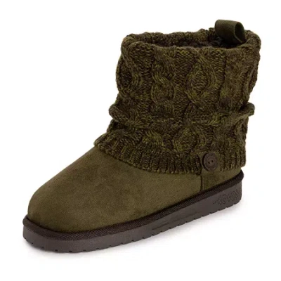 Muk Luks Womens Laurel Boot Flat Heel Booties In Green