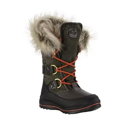 Lugz Womens Tundra Fur Water Resistant Flat Heel Winter Boots In Black