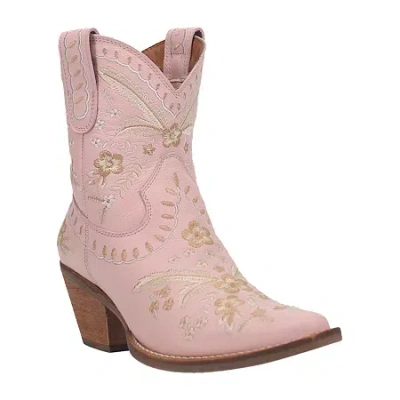 Dingo Womens Primrose Stacked Heel Cowboy Boots In Pink