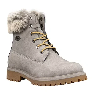 Lugz Womens Convoy Fur Block Heel Lace Up Boots In Animal Print