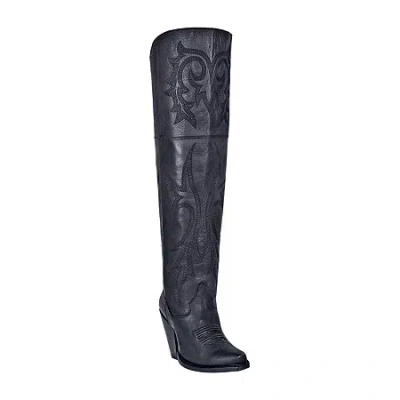 Dan Post Womens Wide Calf Stacked Heel Over The Knee Boots In Black