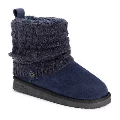 Muk Luks Womens Laurel Flat Heel Dress Boots In Blue
