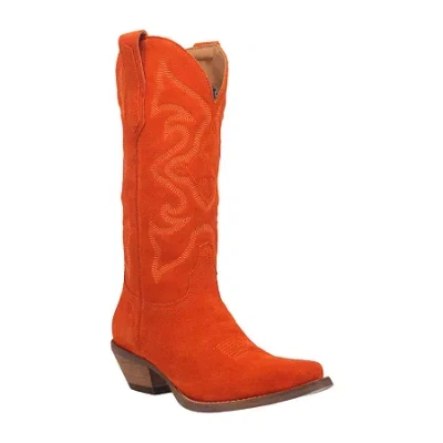Dingo Womens Out West Stacked Heel Cowboy Boots In Orange