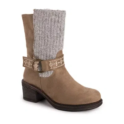 Muk Luks Womens Arya Alice Stacked Heel Dress Boots In Brown