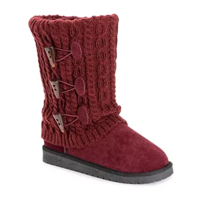 Muk Luks Womens Cheryl Flat Heel Dress Boots In Burgundy