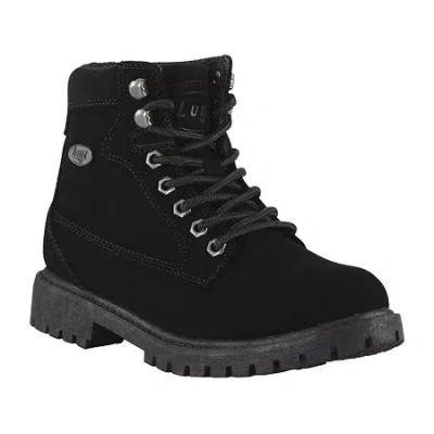 Lugz Womens Mantle Hi Flat Heel Lace Up Boots In Black